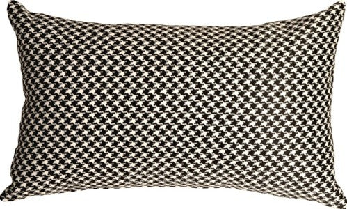 Pillow Decor - Houndstooth Spheres Throw Pillow, Black, 12" X 20"