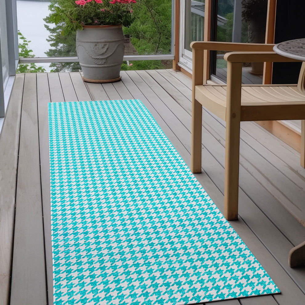 Indoor/Outdoor Hinton HN1 Aqua Machine Washable 2'3" x 7'6" Rug