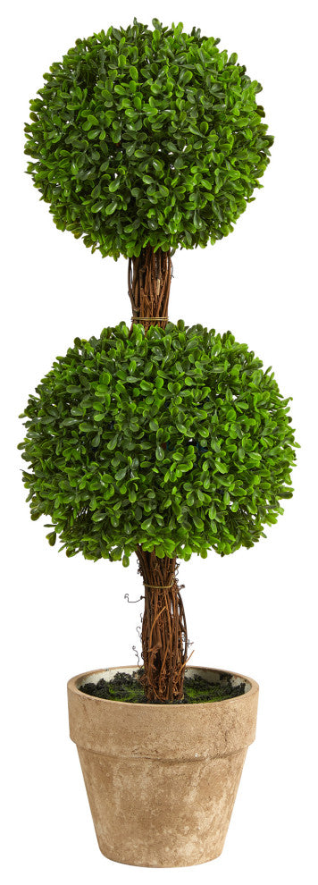 2.5' Boxwood Double Ball Topiary Artificial Tree, Indoor/Outdoor
