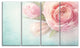 Pink Flowers against Blue Background, Floral Canvas Print, 48"x28", 4 Panels