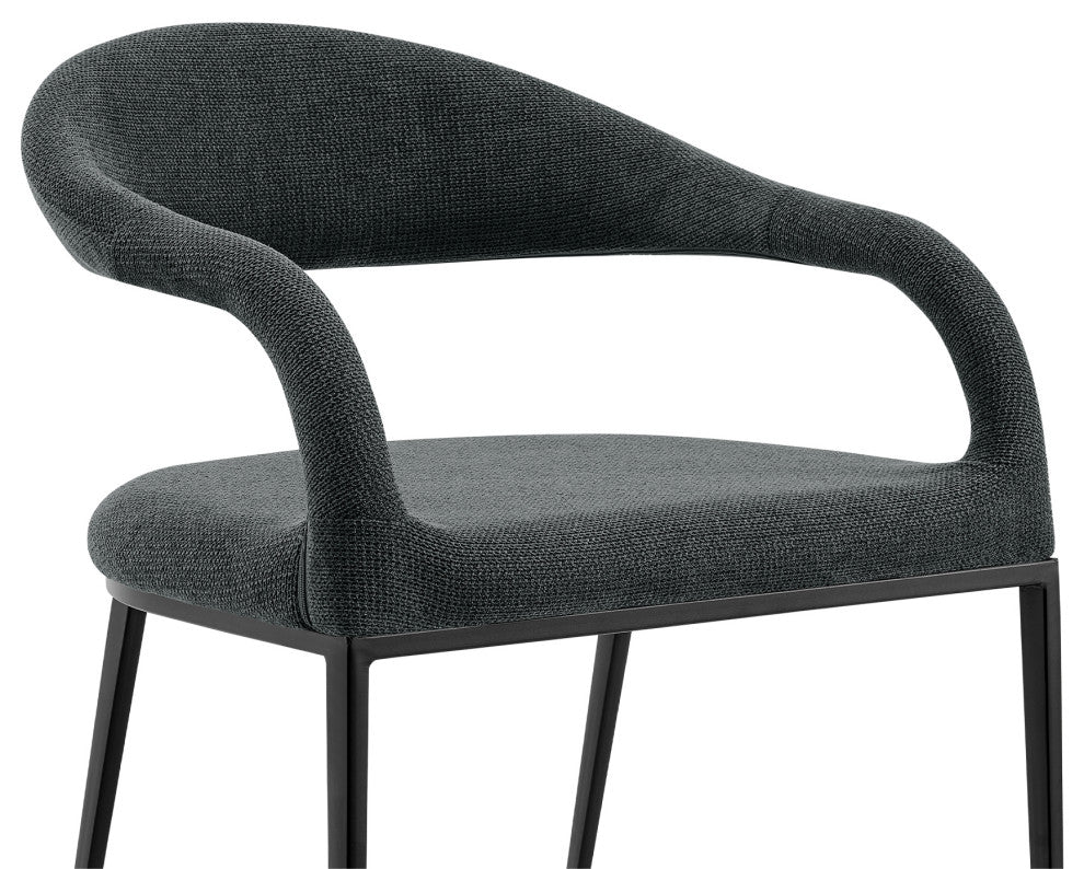 Morgan Matte Black and Charcoal Upholstered Dining Chairs, Set of 2