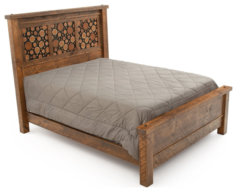 Rustic Campfire Barnwood Bed, King