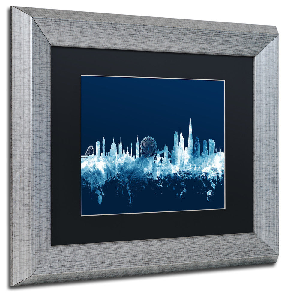 Michael Tompsett 'London England Skyline Navy' Matted Framed Art, 11x14