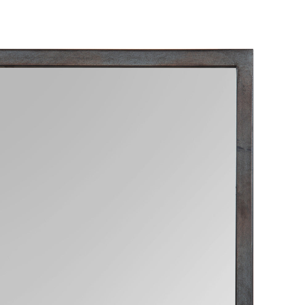 Jackson Decorative Rustic Metal Home Organizer Mirror with Shelf, Black