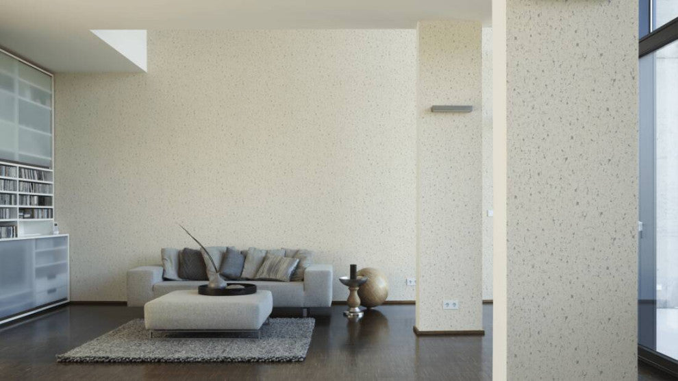 Plain Textured Wallpaper, Scattered Spots, Beige Cream Gray, 1 Roll