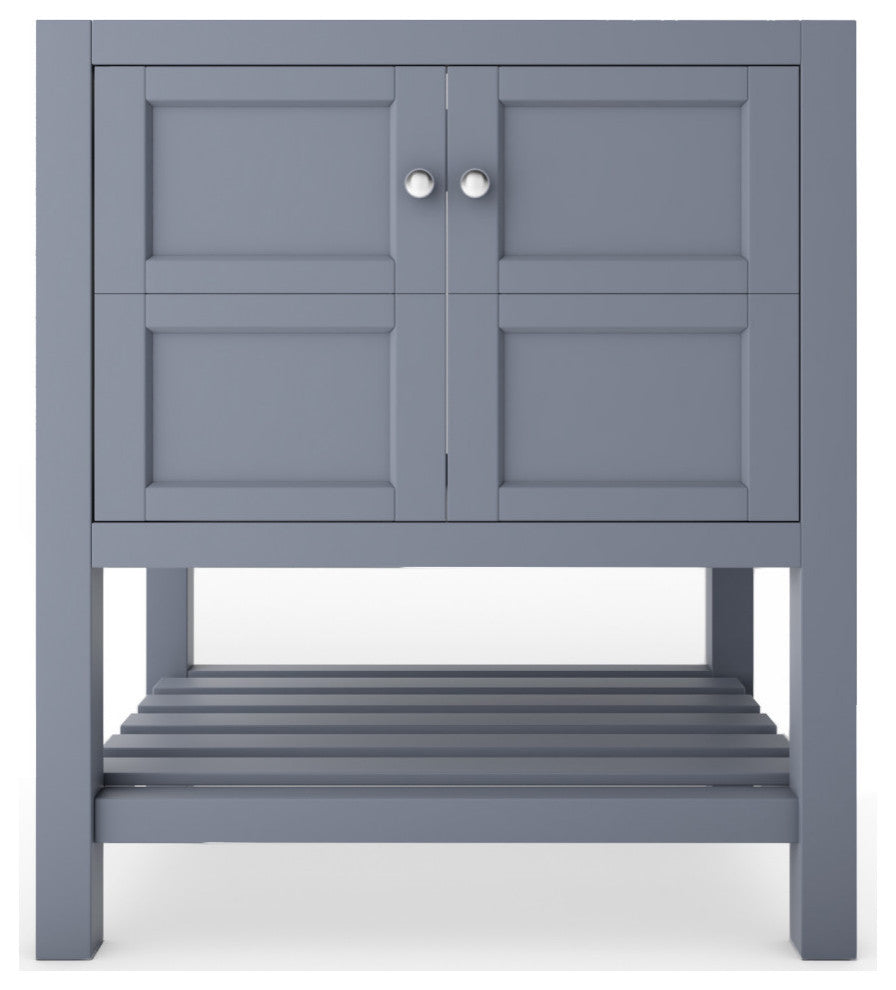 CastelloUSA Alicia 30" Freestanding Vanity, Base Only, Gray, Chrome Handles
