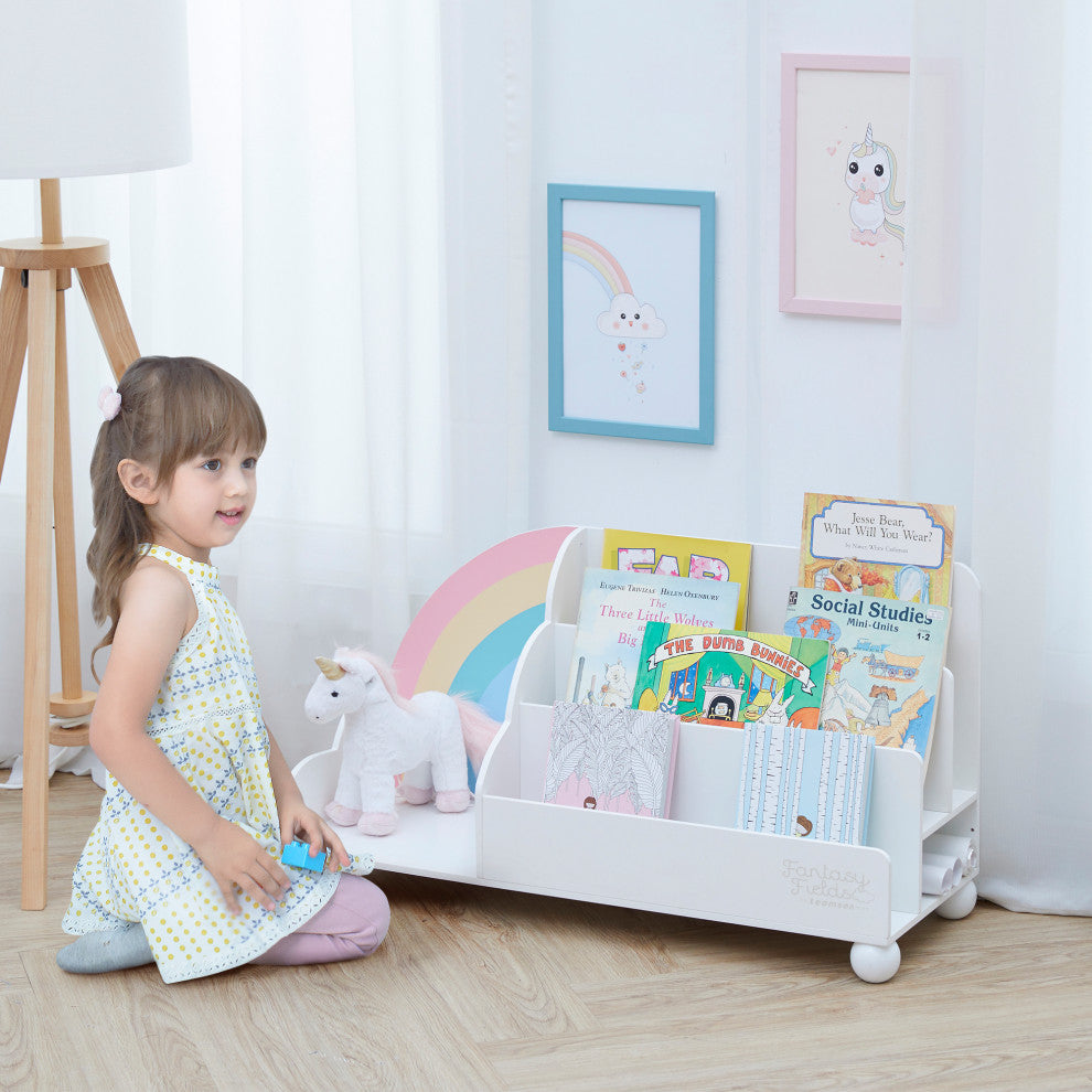 Rainbow Wooden Kid Display Bookcase, White