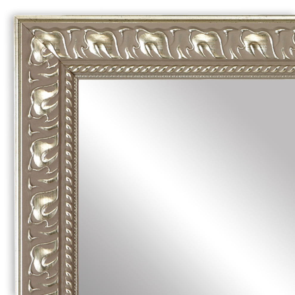 Hillsborough Framed Wall Mirror, Nickel, 28"x60"