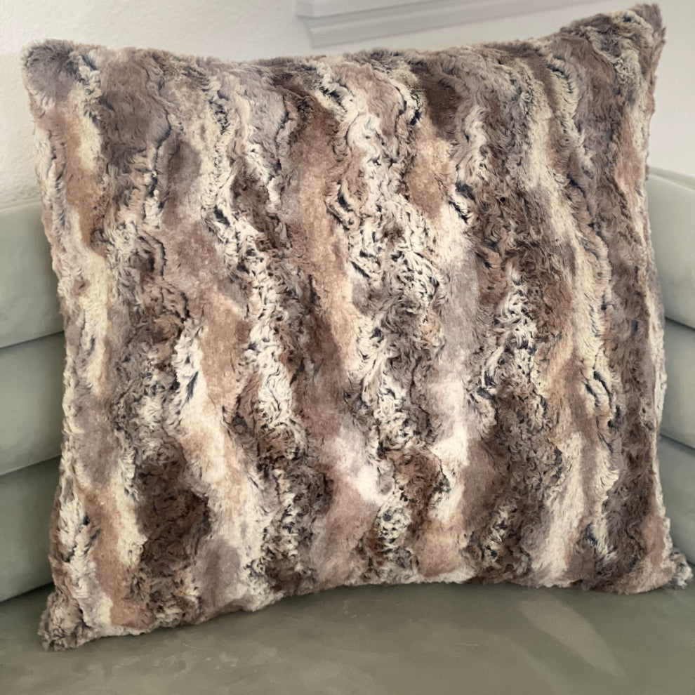 Elegant Brandy Fox Light Brown Gold White Handmade Luxury Pillow, Light Brown Gold White, Double Sided 24" X 24"