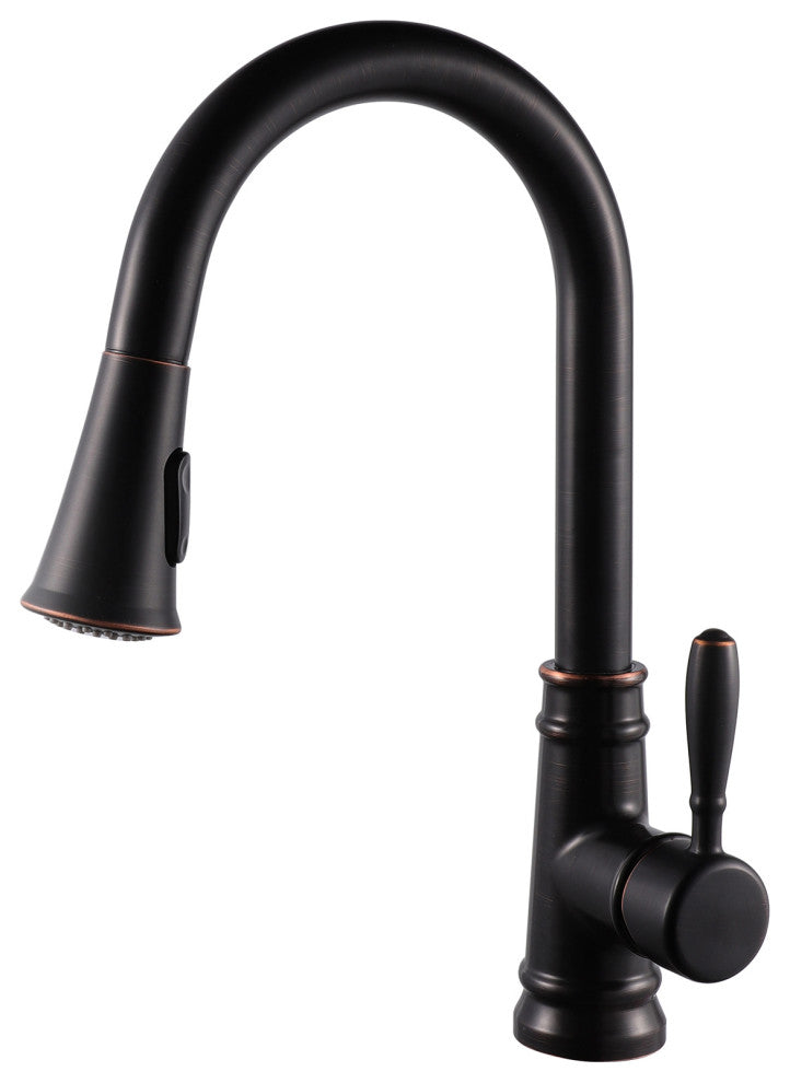 Single Handle High Arc Pull Out Kitchen Faucet in Oil Rubbed Bronze Finish