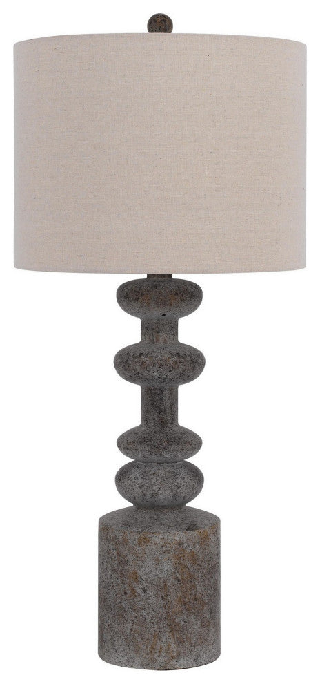 Benzara BM282179 31" Accent Table Lamp, Resin Turned Base, Set of 2, Beige, Gray