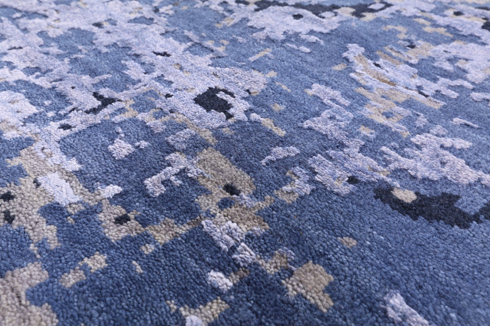 Abstract Wool and Silk Hand-Knotted Rug 8' 10" X 12' 1" Q7079