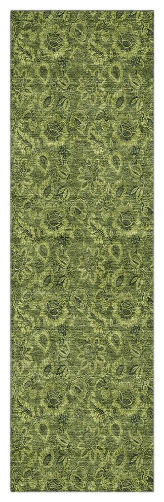 Premium Machine Washable Mayfield AMF661 Olive 2'3" x 7'6" Runner Rug