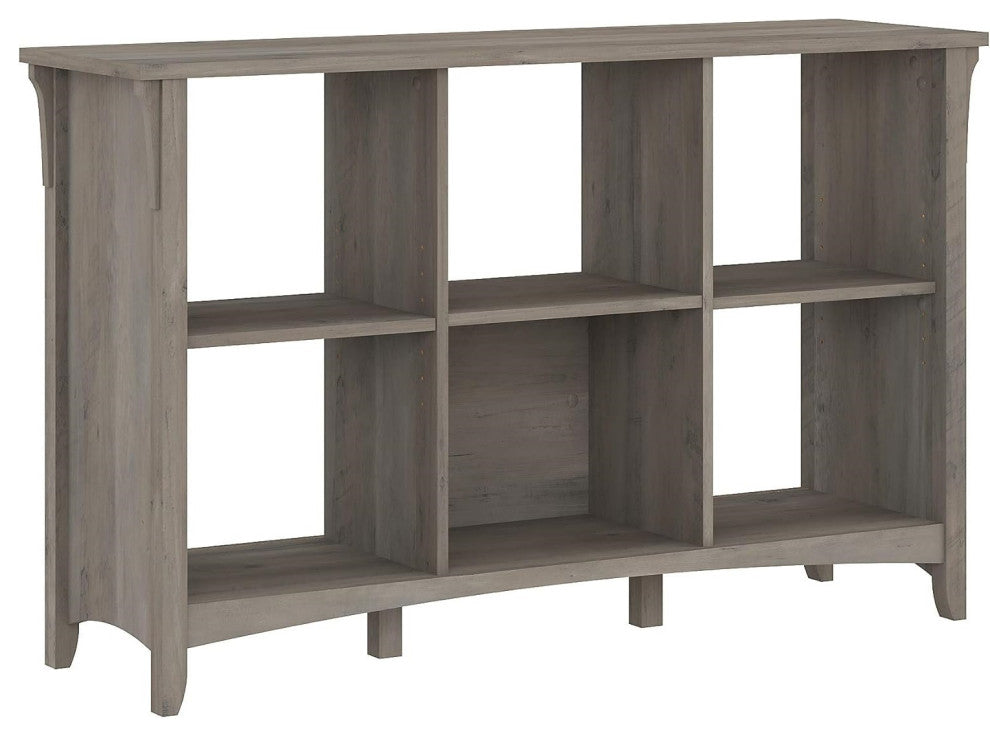 Elegant 6-Cube Organizer Bookcase with Tapered Legs and Cubby Shelves, Driftwood Gray