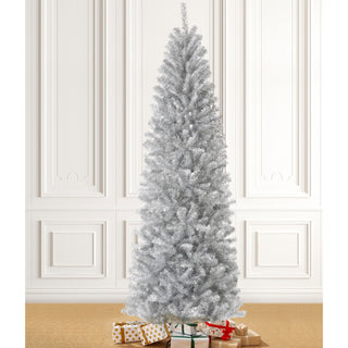 7.5ft Tinsel Artificial Christmas Tree, Silver