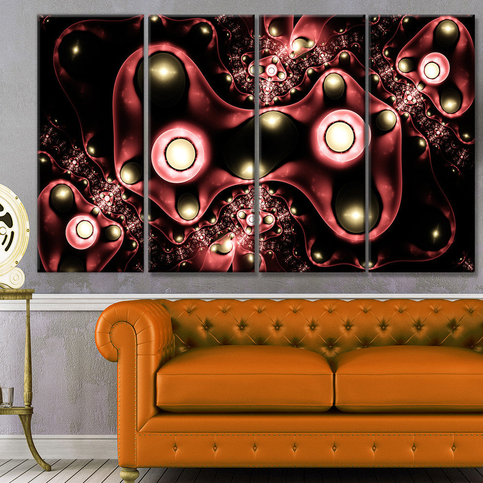 3D Surreal Brown Illustration, Floral Canvas Art Print, 48"x28", 4 Panels