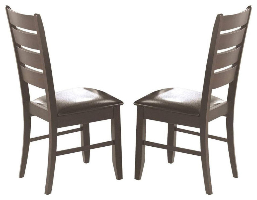 Set of 2 Slat Back Side Chairs, Cappuccino and Black
