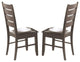Set of 2 Slat Back Side Chairs, Cappuccino and Black