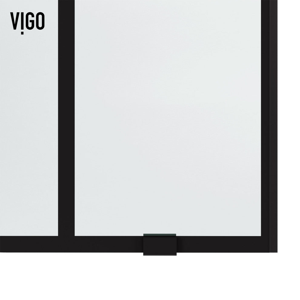 VIGO Elan 68" to 72" W x 74" H Frameless Sliding Shower Door in Matte Black Grid