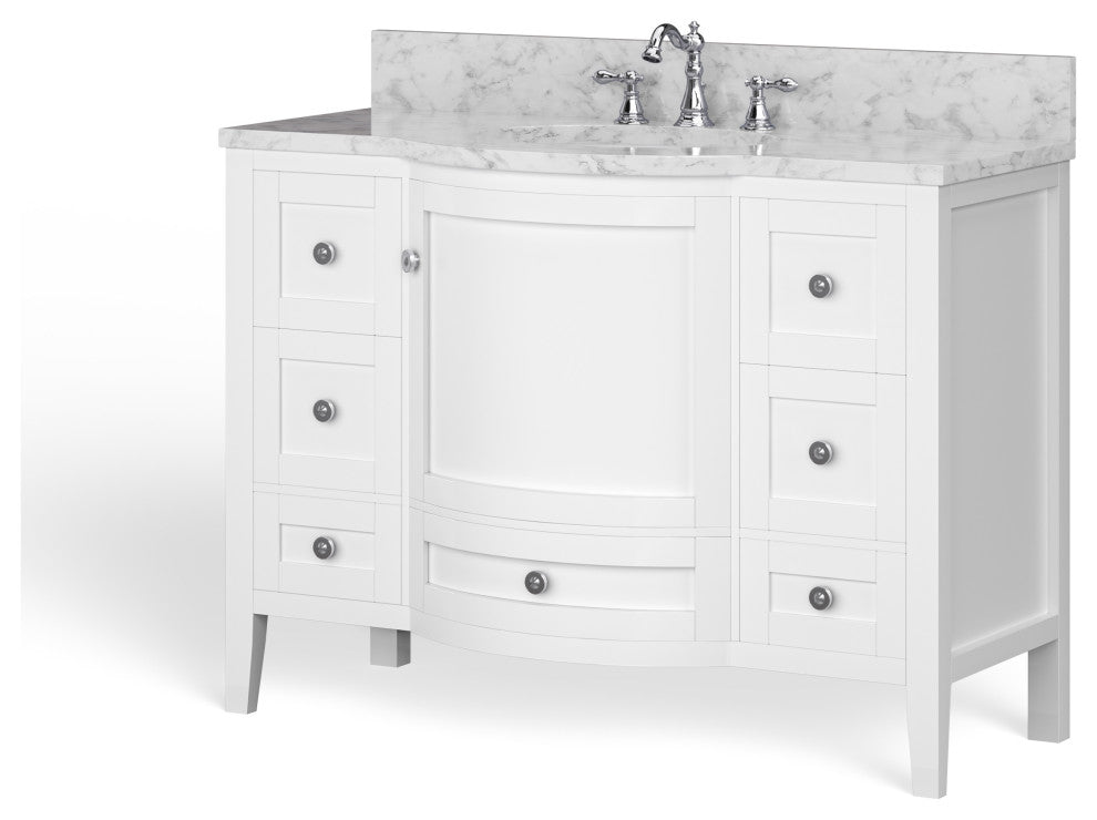 Blanc Bathroom Vanity, White, 48", Single Sink, Freestanding