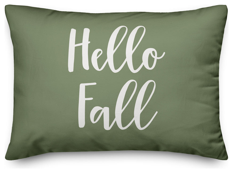 Hello Fall Lumbar Pillow, Green, 14"x20"