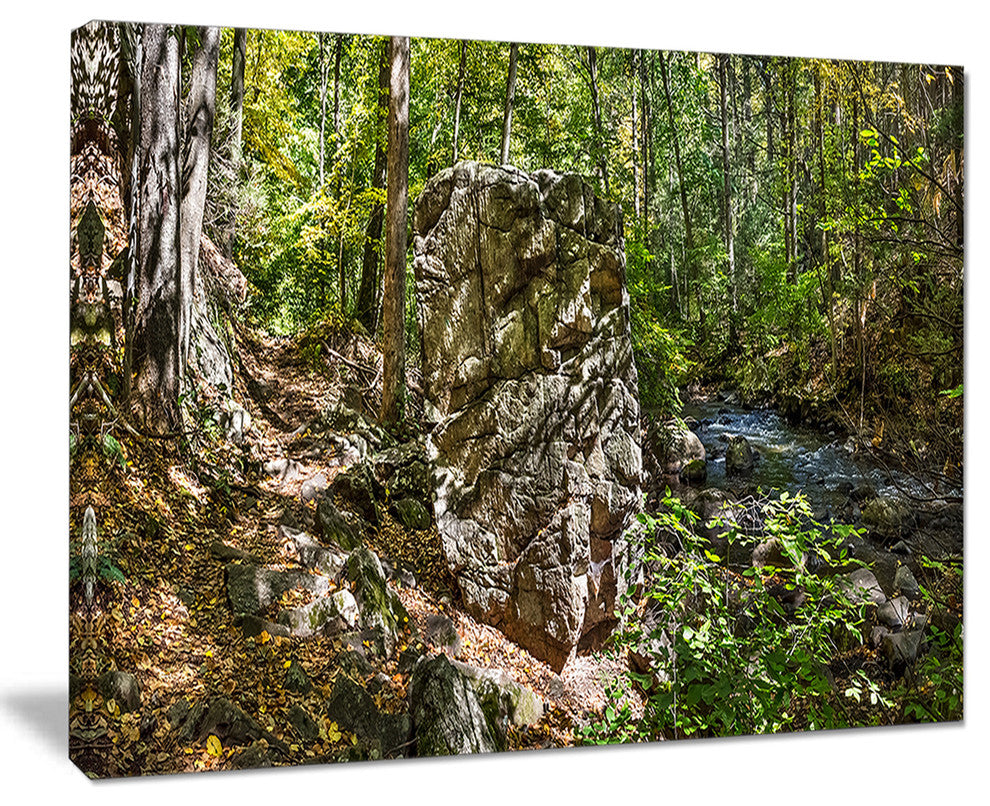 "Huge Rock in Black River Shore" Landscape Wall Art Wall Art, 40"x30"