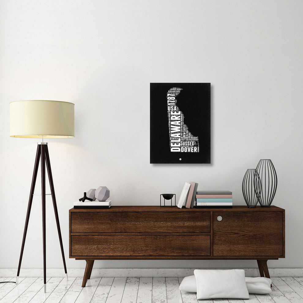 "Delaware Black and White Map" Fine Art Print