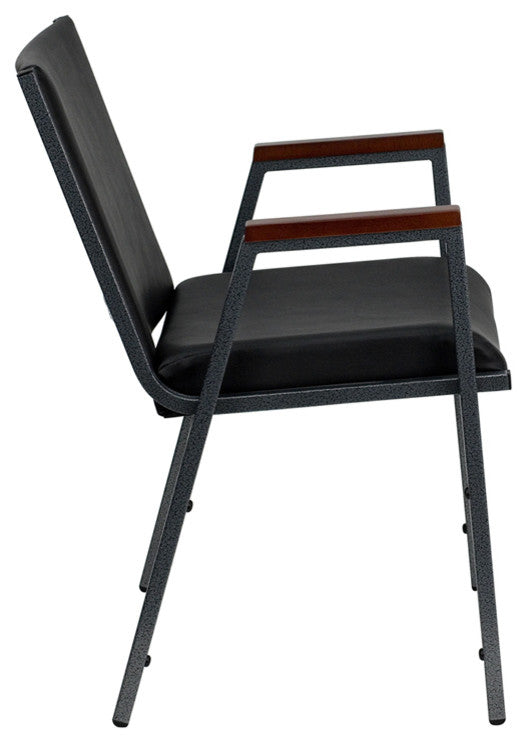 Flash Furniture Hercules Upholstered Stacking Chair in Black Vinyl