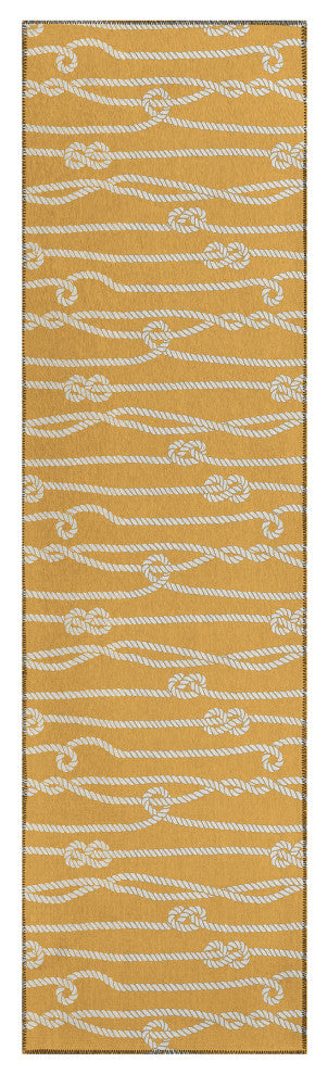 Indoor/Outdoor Harbor HA7 Gold Machine Washable 2'3" x 7'6" Runner Rug