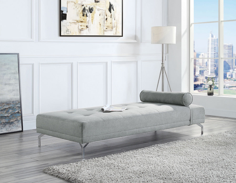ACME Quenti Sofa Bed With Pillow, Gray Melange Velvet