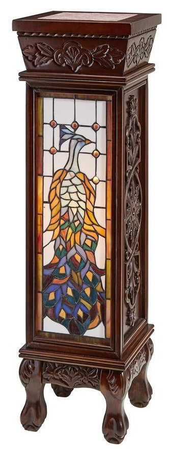 Peacock Stained Glass Pedestal
