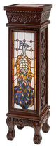 Peacock Stained Glass Pedestal