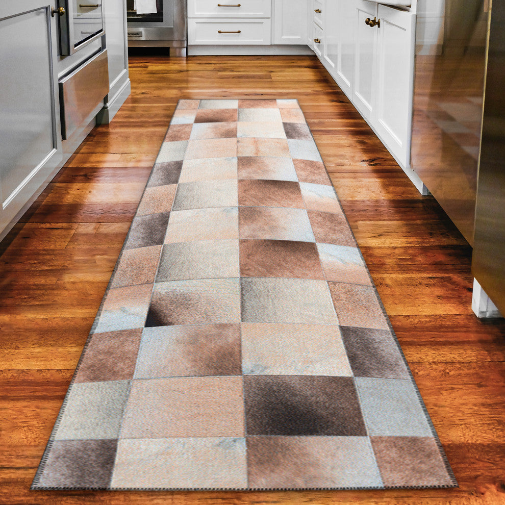 Indoor/Outdoor Stetson SS10 Khaki Machine Washable 2'3" x 12' Runner Rug