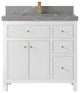 Sonoma 36 Center Sink Reeded Bath Vanity in White 2" Piatra Gray