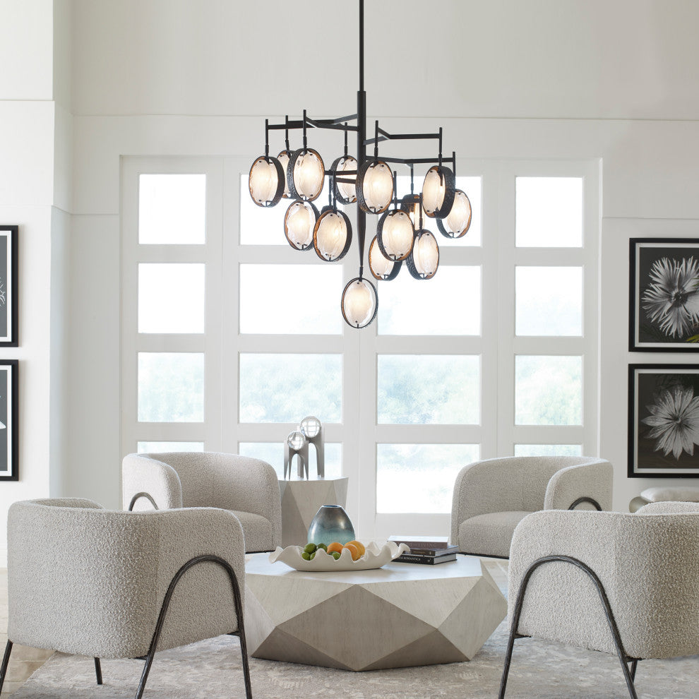 Uttermost Maxin 15 Light 36" Large Chandelier, Dark Hammered Bronze