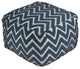 Microfiber Gray and White Jacquard Pouf Ottoman Zig-Zag Pattern