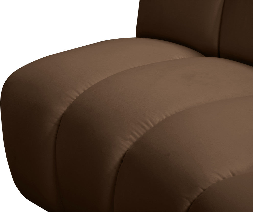 Infinity Channel Tufted Velvet Modular Chair, Brown, 11 Piece