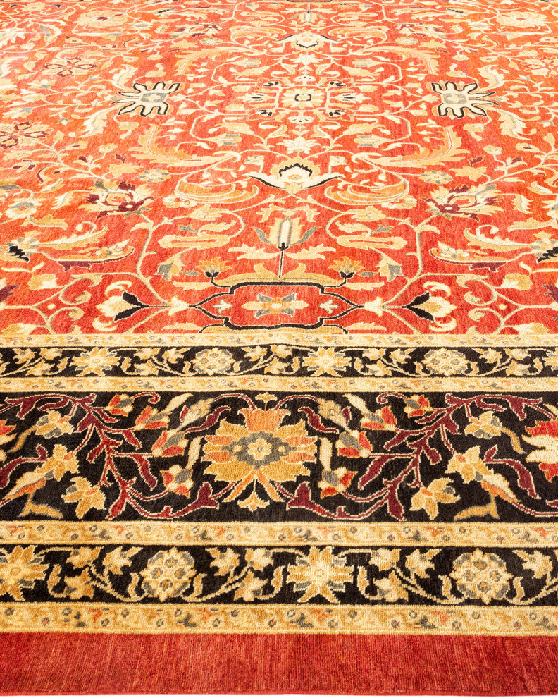 Eclectic, One-of-a-Kind Hand-Knotted Area Rug Orange, 12'2"x18'1"