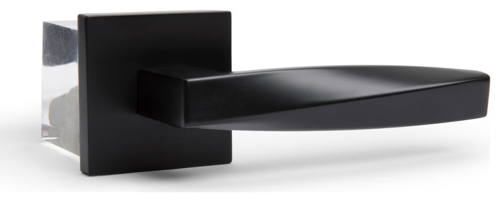 Modern Heavy Duty Designer Interior Door Lever - Convex Collection, Matte Black, Passage Right Hand