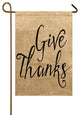 Give Thanks Burlap Garden Flag