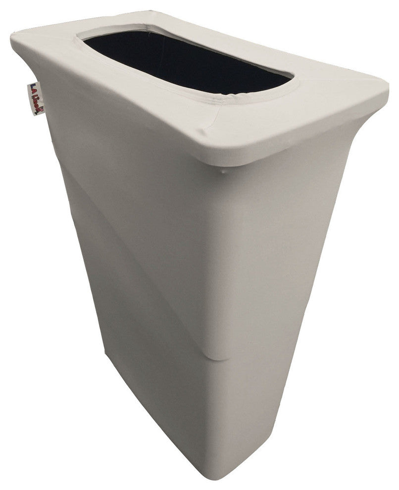 LA Linen Stretch Spandex Trash Can Cover for Slim Jim 23 gal., Light Gray