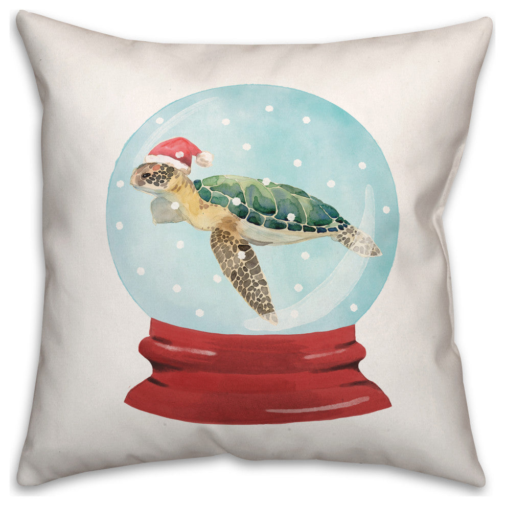 Sea Turtle Snow Globe 18x18 Spun Poly Pillow