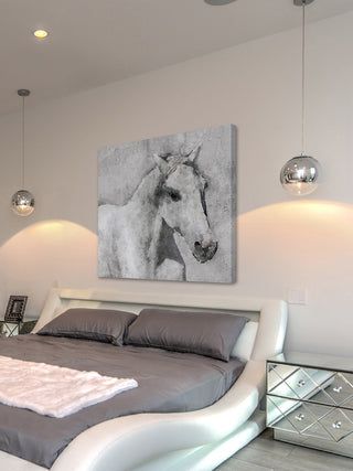 "Grey Elegant Horse" Painting Print on Wrapped Canvas