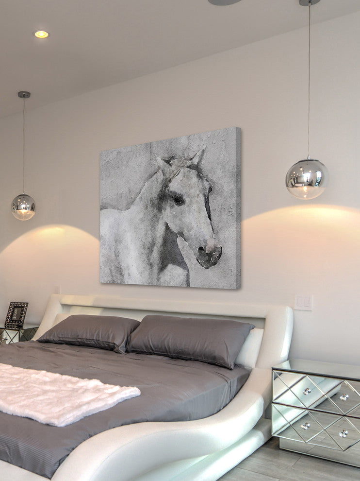"Grey Elegant Horse" Painting Print on Wrapped Canvas