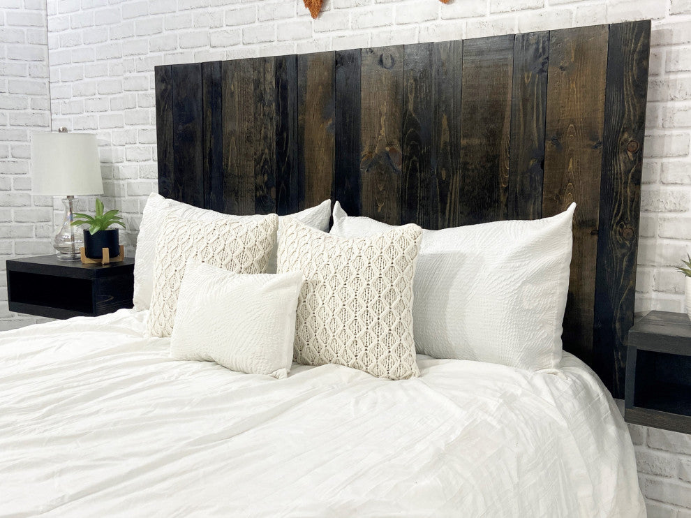Handcrafted Headboard, Hanger Style, Black Barrel, Full