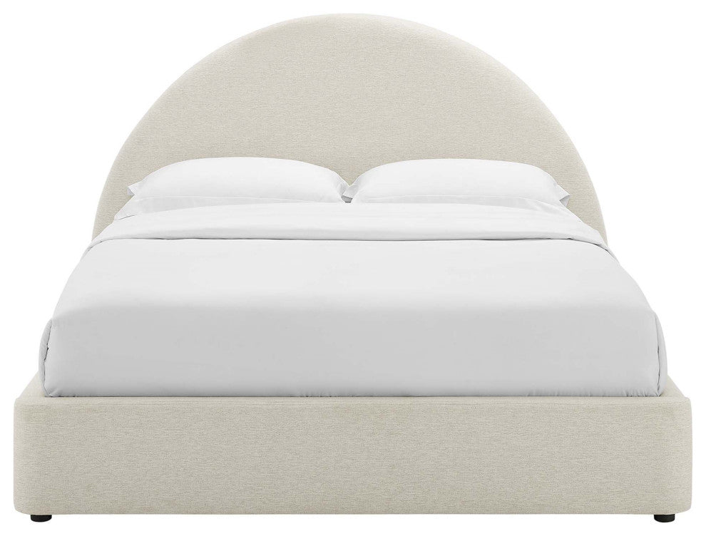 Resort Upholstered Fabric Arched Round Queen Platform Bed