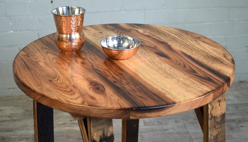 Shooter's Barrel Stave End Table, Burnt Hickory
