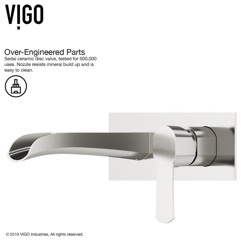 VIGO Cornelius 3" H Single Handle Wall Mount Bathroom Faucet, Brushed Nickel