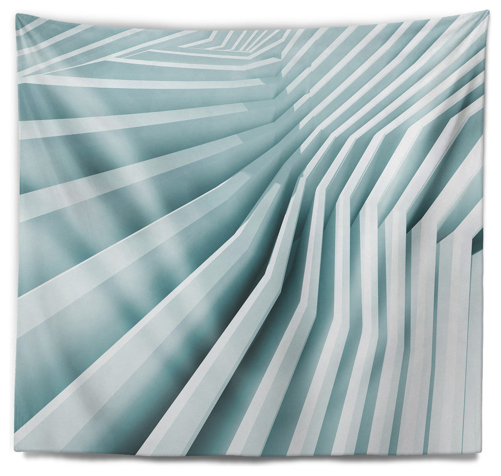 Fractal Architecture 3D Waves Contemporary Wall Tapestry, 60"x50"