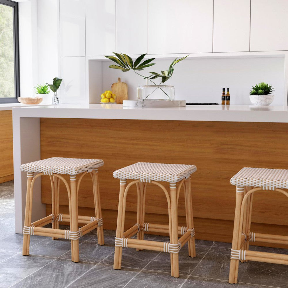 Company Riviera Rattan Square 24H Counter Stool, Tan